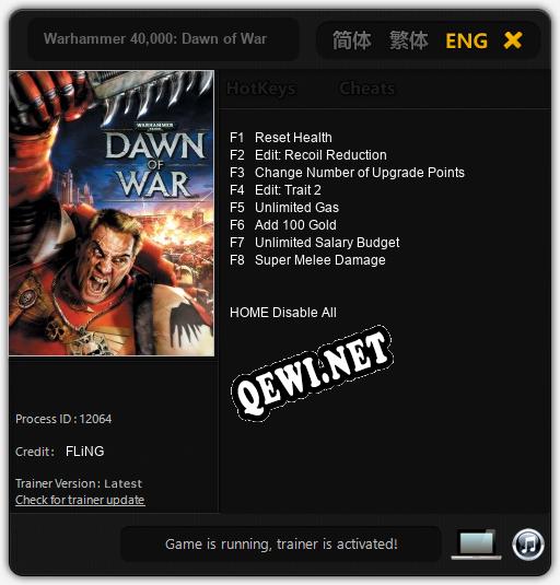 Warhammer 40,000: Dawn of War: Читы, Трейнер +8 [FLiNG]