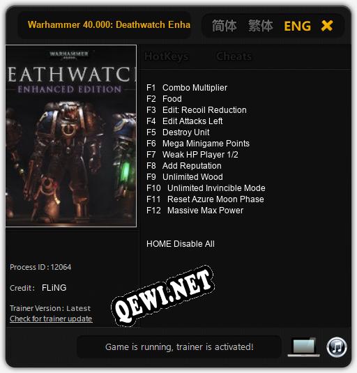 Warhammer 40.000: Deathwatch Enhanced: Читы, Трейнер +12 [FLiNG]