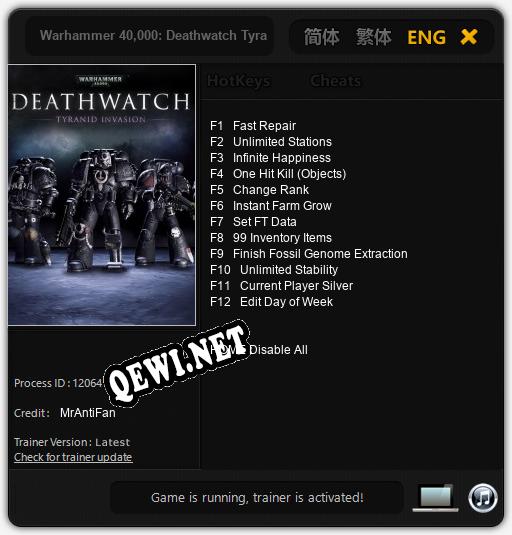 Warhammer 40,000: Deathwatch Tyranid Invasion: Читы, Трейнер +12 [MrAntiFan]