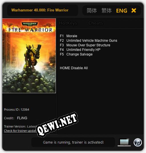 Трейнер для Warhammer 40.000: Fire Warrior [v1.0.8]