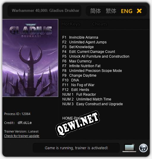 Warhammer 40,000: Gladius Drukhari: Трейнер +15 [v1.9]