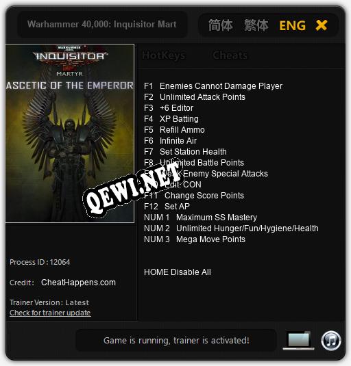 Warhammer 40,000: Inquisitor Martyr Ascetic of the Emperor: Читы, Трейнер +15 [CheatHappens.com]