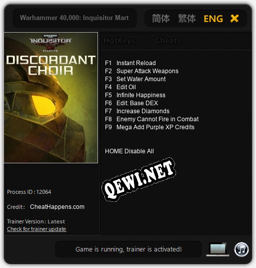 Warhammer 40,000: Inquisitor Martyr Discordant Choir: Трейнер +9 [v1.5]