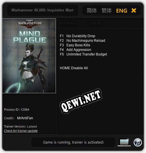 Warhammer 40,000: Inquisitor Martyr Mind Plague: Читы, Трейнер +5 [MrAntiFan]