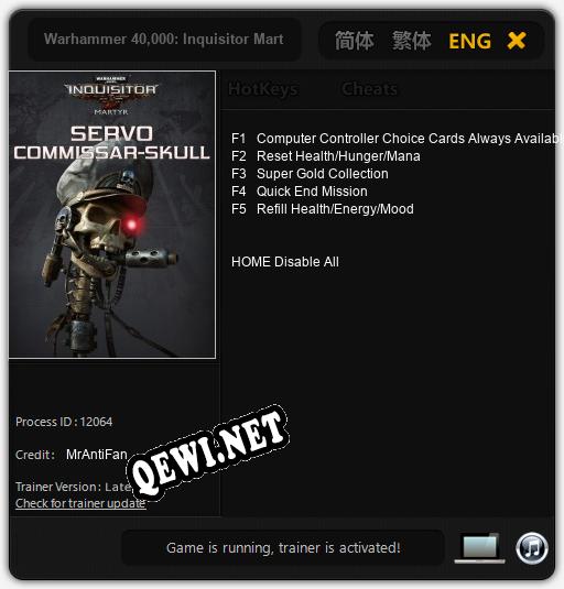 Warhammer 40,000: Inquisitor Martyr Servo Commissar-skull: ТРЕЙНЕР И ЧИТЫ (V1.0.49)