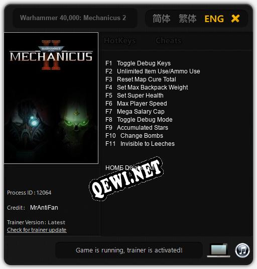 Трейнер для Warhammer 40,000: Mechanicus 2 [v1.0.4]