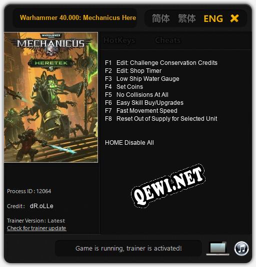 Warhammer 40.000: Mechanicus Heretek: Читы, Трейнер +8 [dR.oLLe]