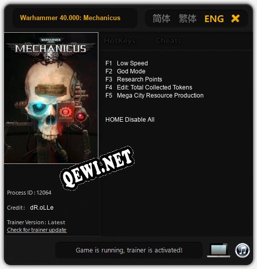 Warhammer 40.000: Mechanicus: ТРЕЙНЕР И ЧИТЫ (V1.0.64)