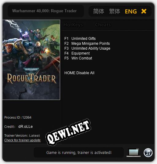 Warhammer 40,000: Rogue Trader: ТРЕЙНЕР И ЧИТЫ (V1.0.64)