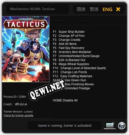 Трейнер для Warhammer 40,000: Tacticus [v1.0.3]