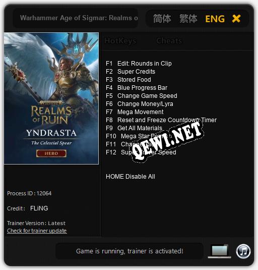 Трейнер для Warhammer Age of Sigmar: Realms of Ruin The Yndrasta, Celestial Spear [v1.0.3]
