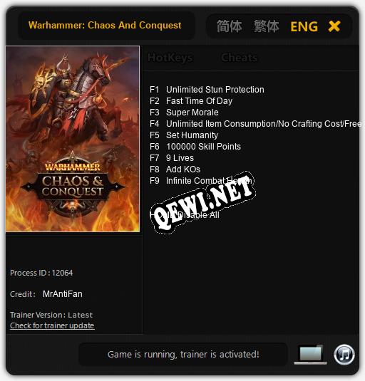 Warhammer: Chaos And Conquest: ТРЕЙНЕР И ЧИТЫ (V1.0.43)