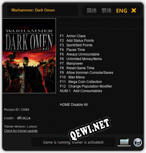 Warhammer: Dark Omen: ТРЕЙНЕР И ЧИТЫ (V1.0.48)