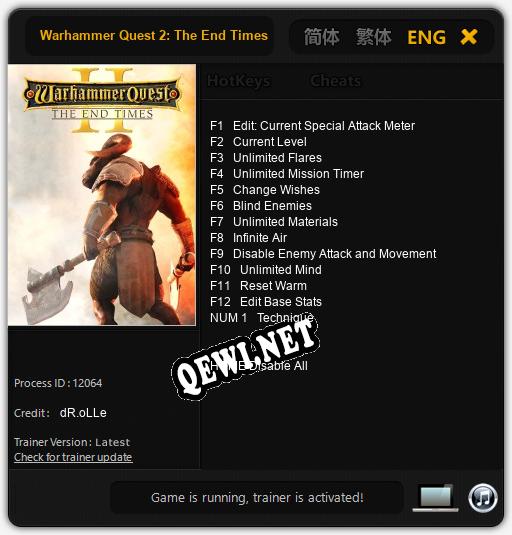 Warhammer Quest 2: The End Times: Читы, Трейнер +13 [dR.oLLe]