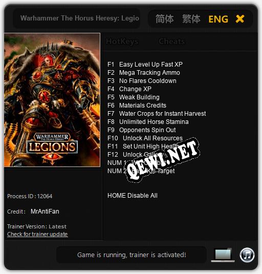 Трейнер для Warhammer The Horus Heresy: Legions [v1.0.5]