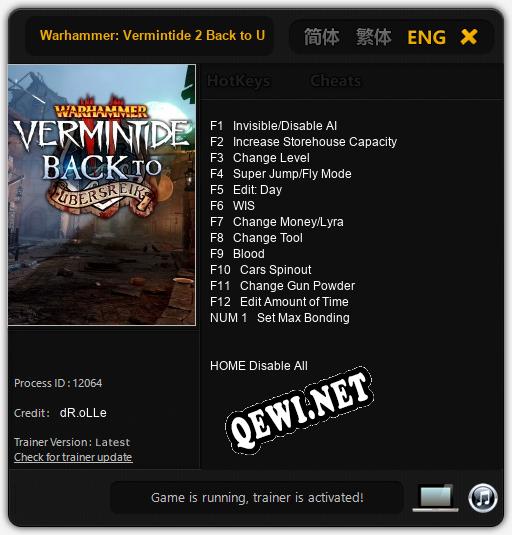 Warhammer: Vermintide 2 Back to Ubersreik: Трейнер +13 [v1.6]