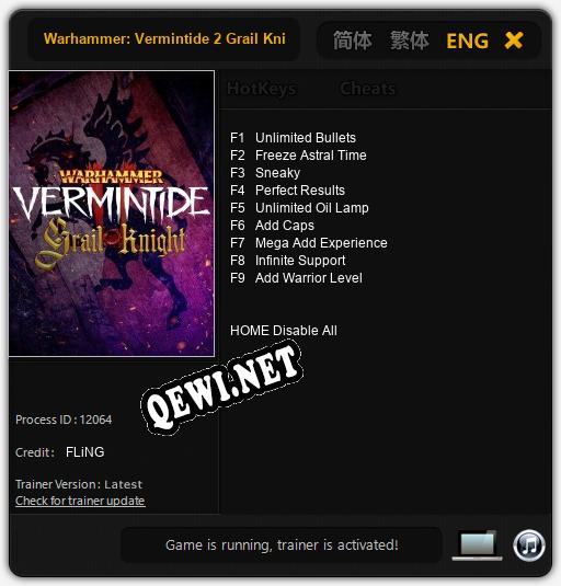 Трейнер для Warhammer: Vermintide 2 Grail Knight Career [v1.0.7]