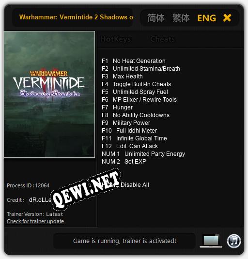 Warhammer: Vermintide 2 Shadows over Bogenhafen: Читы, Трейнер +14 [dR.oLLe]