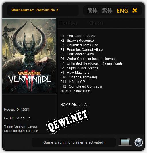 Warhammer: Vermintide 2: Трейнер +13 [v1.2]