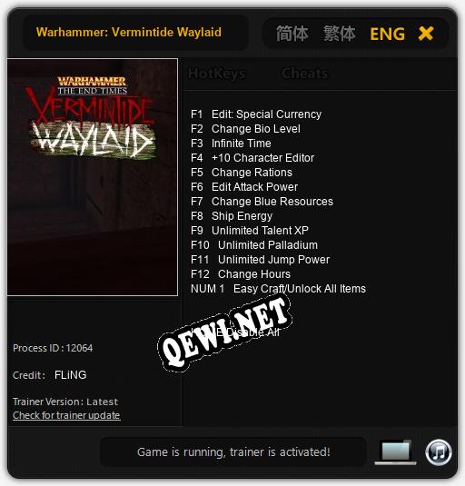 Warhammer: Vermintide Waylaid: ТРЕЙНЕР И ЧИТЫ (V1.0.59)