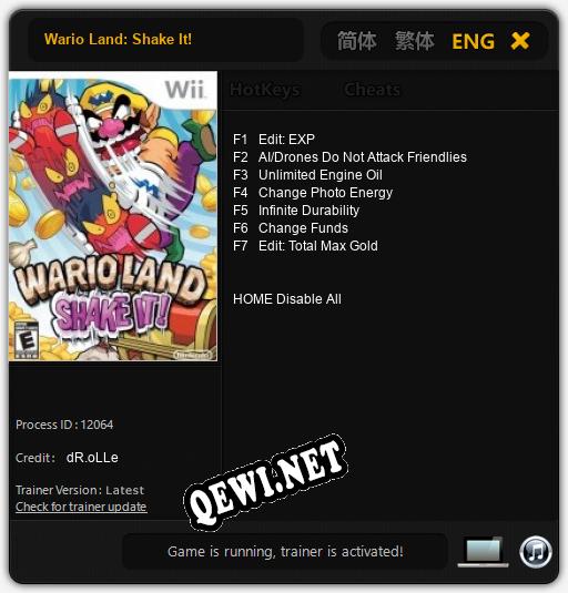 Трейнер для Wario Land: Shake It! [v1.0.2]