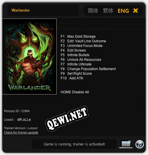 Трейнер для Warlander [v1.0.6]