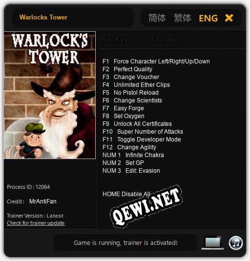 Трейнер для Warlocks Tower [v1.0.3]