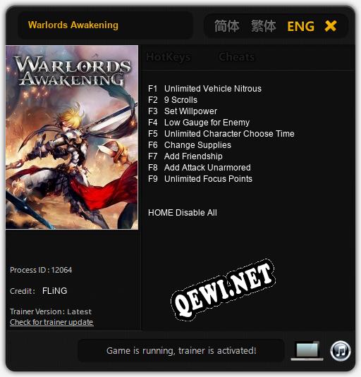 Трейнер для Warlords Awakening [v1.0.8]