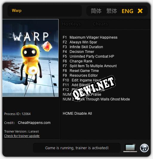 Warp: Трейнер +14 [v1.8]