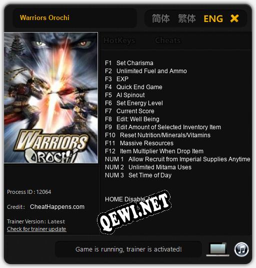 Warriors Orochi: Трейнер +15 [v1.9]