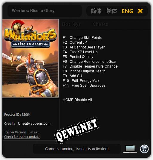 Warriors: Rise to Glory: ТРЕЙНЕР И ЧИТЫ (V1.0.19)