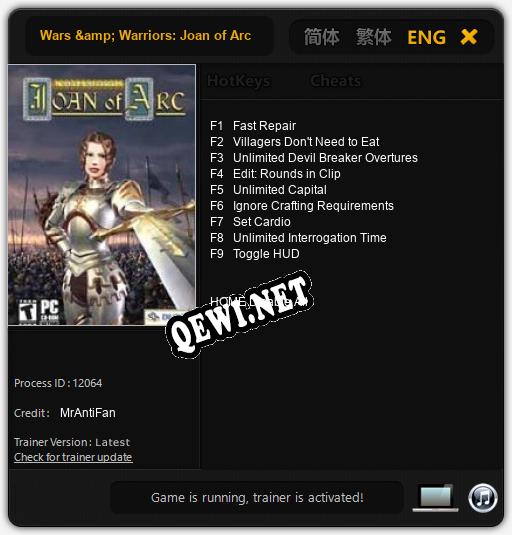 Wars & Warriors: Joan of Arc: Трейнер +5 [v1.1]