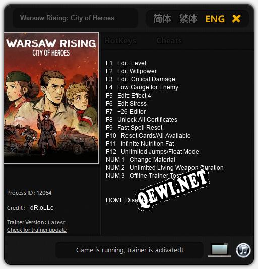Warsaw Rising: City of Heroes: Трейнер +15 [v1.8]