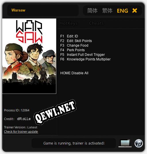 Warsaw: Трейнер +6 [v1.6]