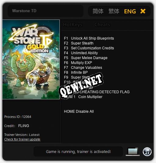 Трейнер для Warstone TD [v1.0.8]