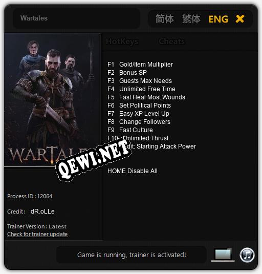 Wartales: Трейнер +11 [v1.8]