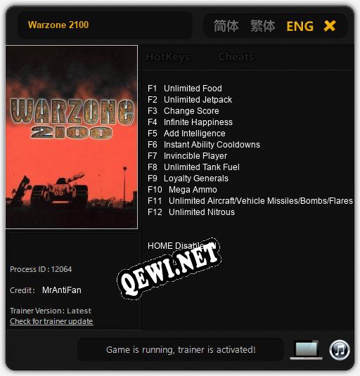 Трейнер для Warzone 2100 [v1.0.3]