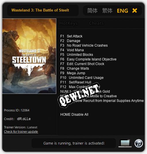 Wasteland 3: The Battle of Steeltown: Читы, Трейнер +15 [dR.oLLe]