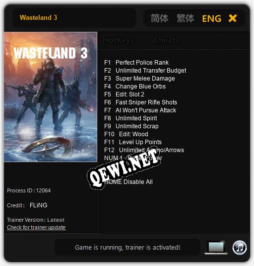 Wasteland 3: ТРЕЙНЕР И ЧИТЫ (V1.0.32)