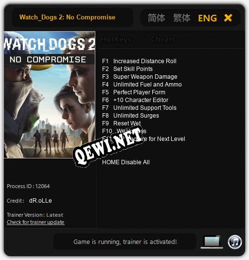 Watch_Dogs 2: No Compromise: Читы, Трейнер +11 [dR.oLLe]