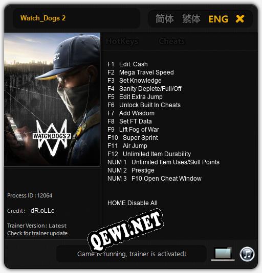 Watch_Dogs 2: ТРЕЙНЕР И ЧИТЫ (V1.0.96)