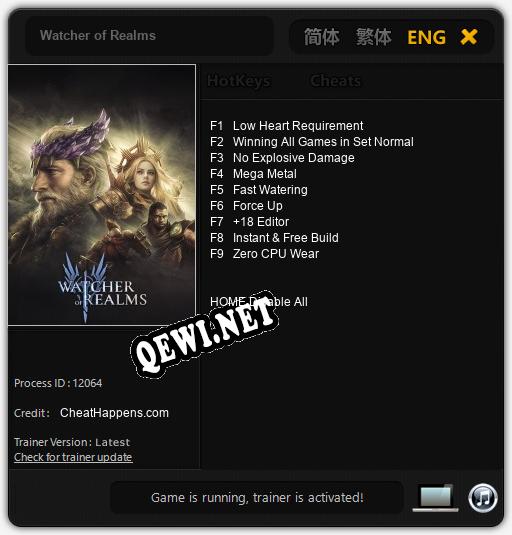 Watcher of Realms: Трейнер +9 [v1.7]