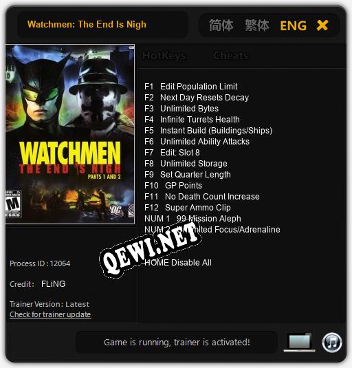 Watchmen: The End Is Nigh: Трейнер +14 [v1.6]