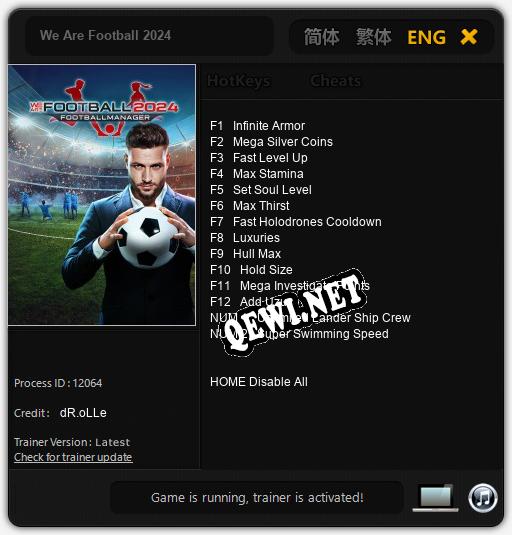 Трейнер для We Are Football 2024 [v1.0.5]