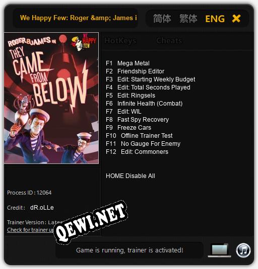 We Happy Few: Roger & James in They Came from Below: Читы, Трейнер +12 [dR.oLLe]