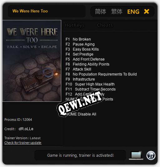Трейнер для We Were Here Too [v1.0.4]