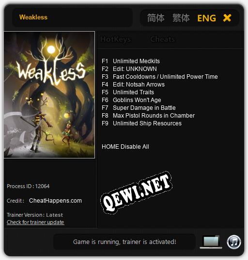 Weakless: ТРЕЙНЕР И ЧИТЫ (V1.0.50)