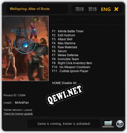 Wellspring: Altar of Roots: Читы, Трейнер +11 [MrAntiFan]