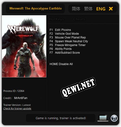 Werewolf: The Apocalypse Earthblood: Трейнер +7 [v1.3]