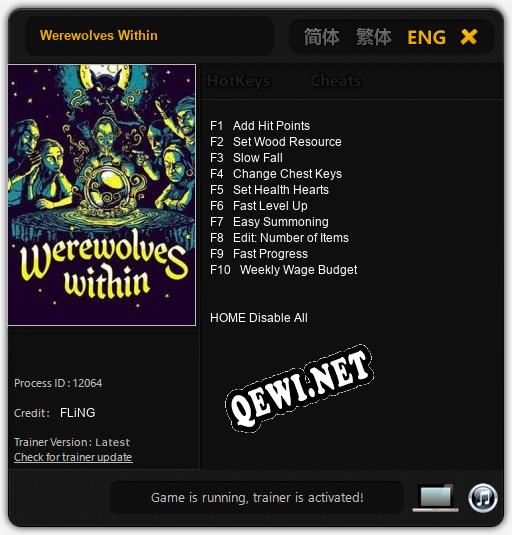 Трейнер для Werewolves Within [v1.0.5]